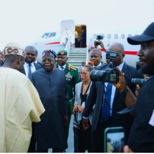 Amb Simeon Oladele welcoming President Tinubu to Saint Lucia 
